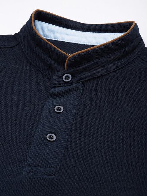 Navy Blue Polo Collar T-shirt