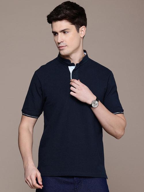 Navy Blue Polo Collar T-shirt