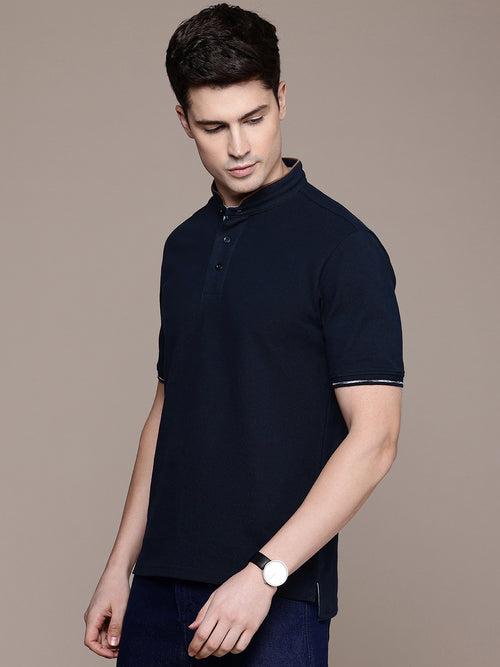 Navy Blue Polo Collar T-shirt