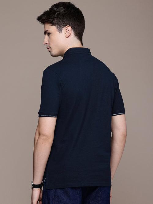 Navy Blue Polo Collar T-shirt