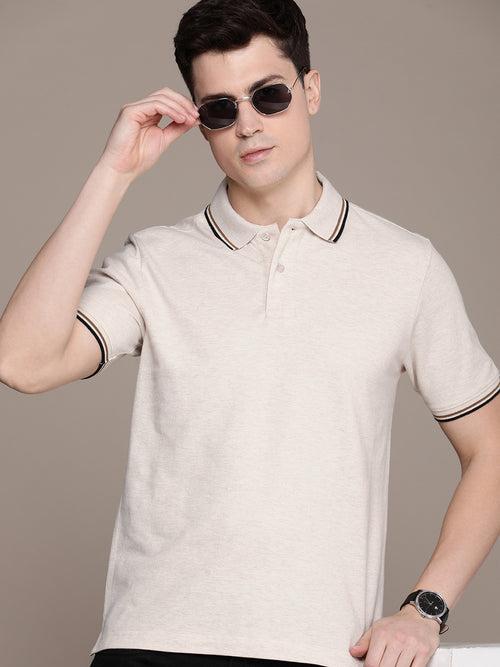 Beige Polo Collar T-shirt