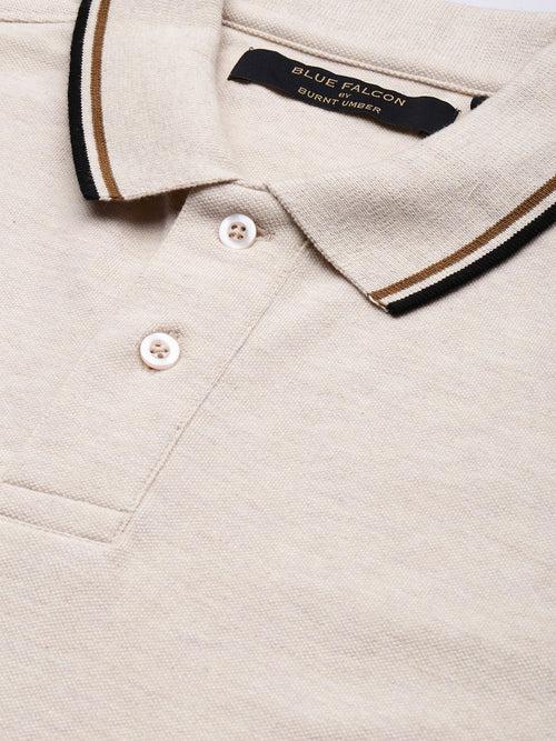 Beige Polo Collar T-shirt