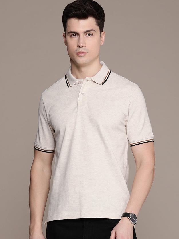 Beige Polo Collar T-shirt