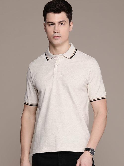 Beige Polo Collar T-shirt