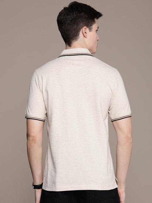 Beige Polo Collar T-shirt