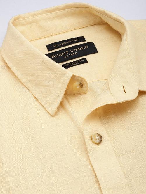 Yellow Linen Half Sleeve Shirt