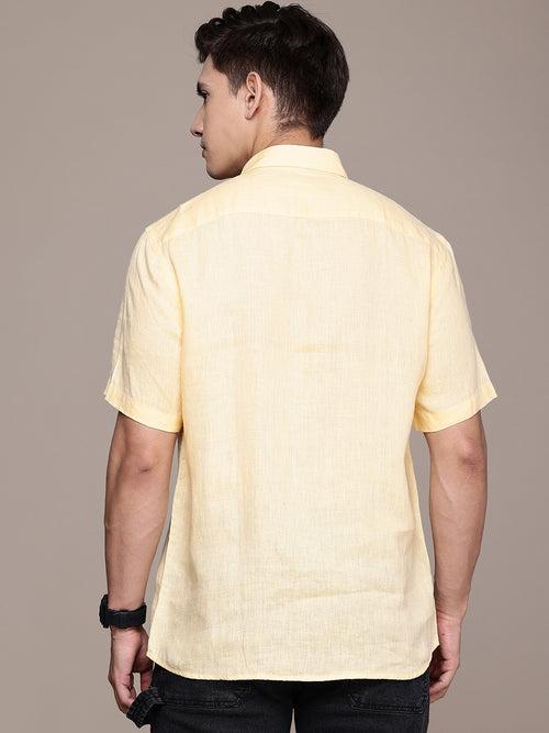 Yellow Linen Half Sleeve Shirt