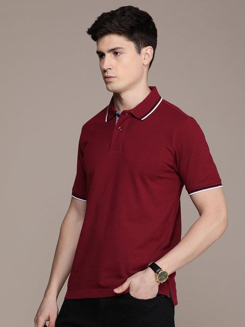 Maroon Polo Collar Pure Cotton T-shirt