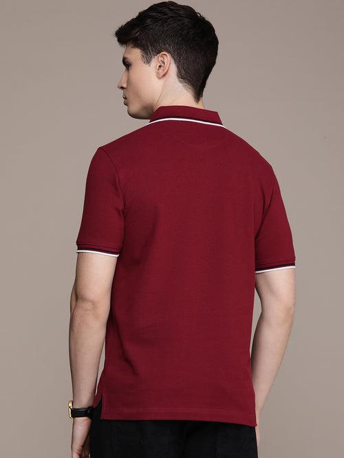 Maroon Polo Collar Pure Cotton T-shirt