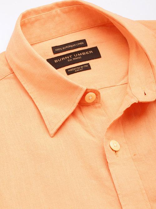 Peach Solid linen Shirt