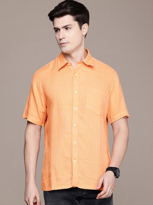 Peach Solid linen Shirt