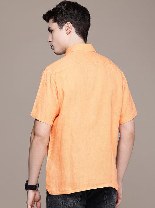 Peach Solid linen Shirt