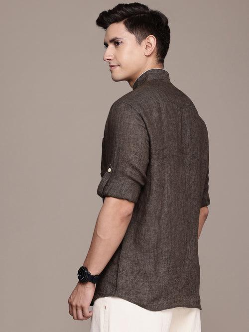 Brown Solid Opaque Casual Shirt