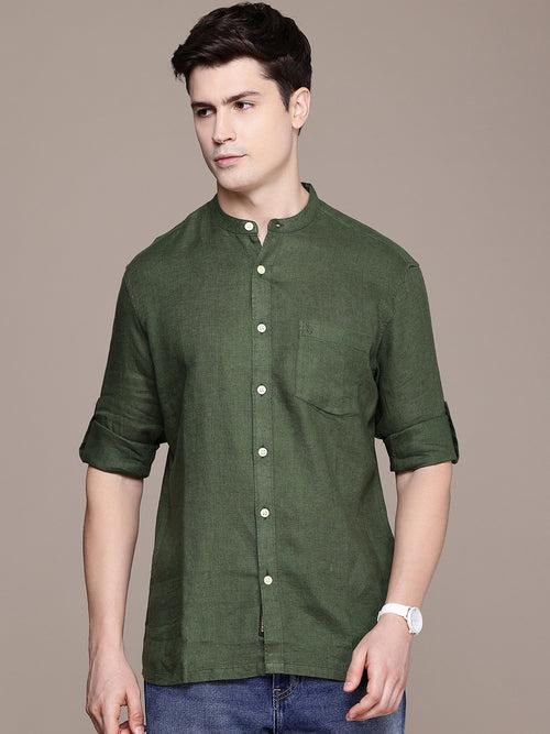 Green solid opaque Casual shirt