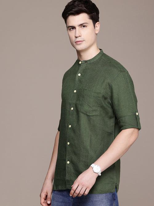 Green solid opaque Casual shirt