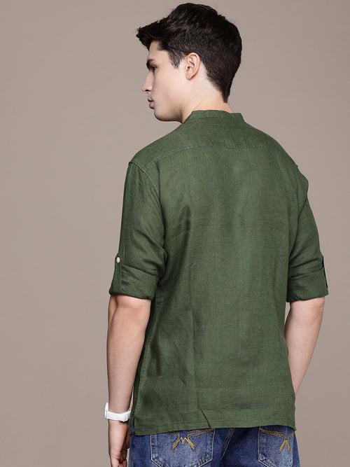 Green solid opaque Casual shirt