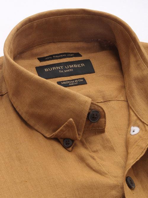 Khaki Solid Opaque Casual Shirt