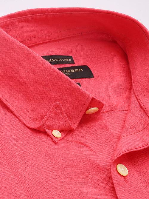 Coral Solid Opaque Casual Shirt