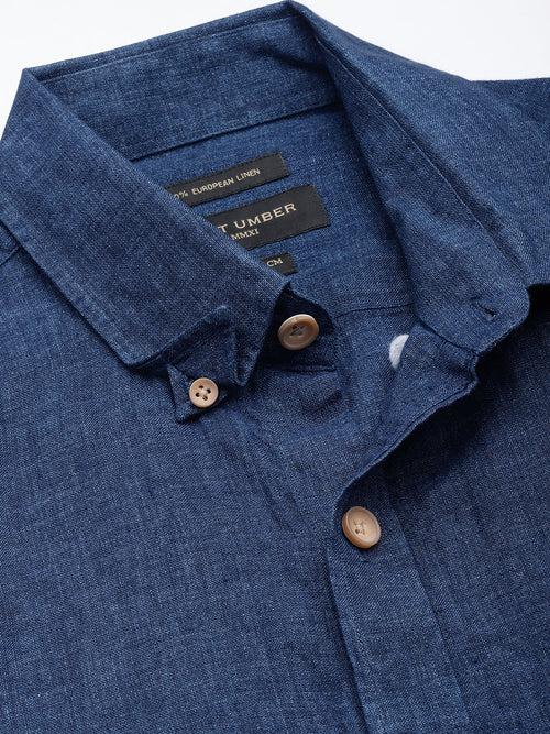 Blue Sapphire Half Sleeve Linen Shirt