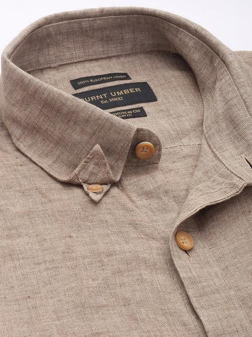 Taupe Solid Opaque Casual Shirt