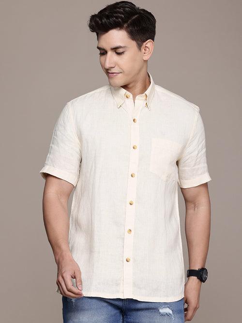 Ivory  Solid Linen Shirt