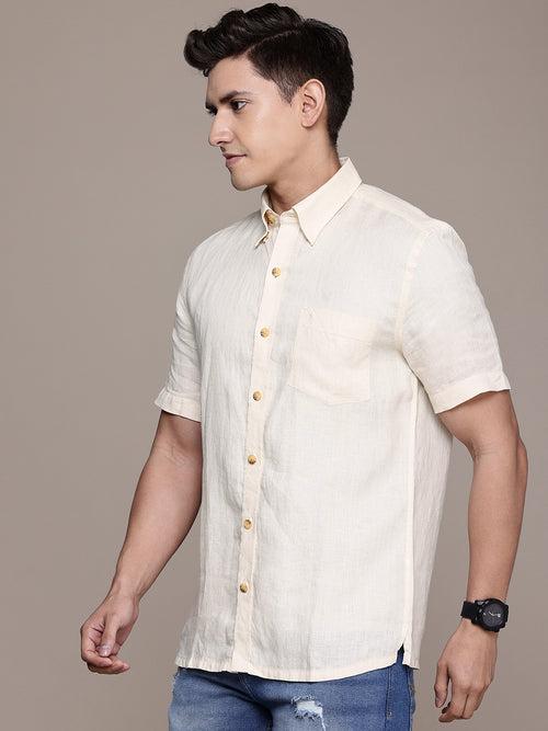 Ivory  Solid Linen Shirt