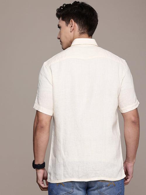 Ivory  Solid Linen Shirt