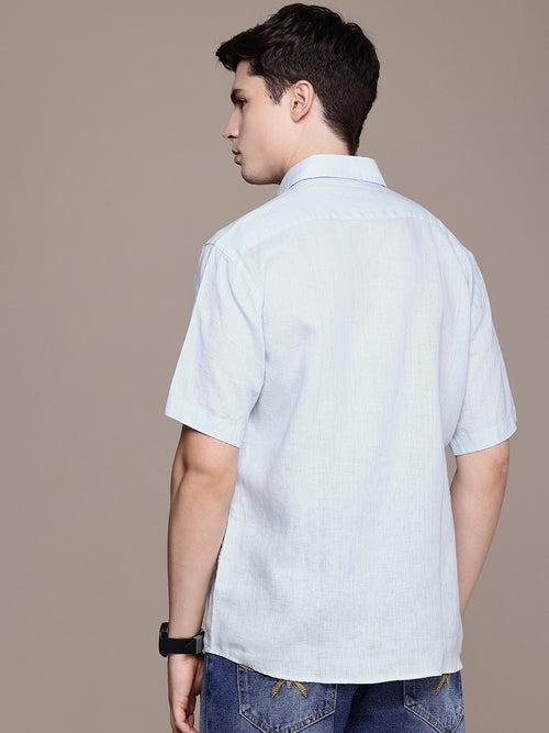 Blue Linen Half Sleeve Shirt