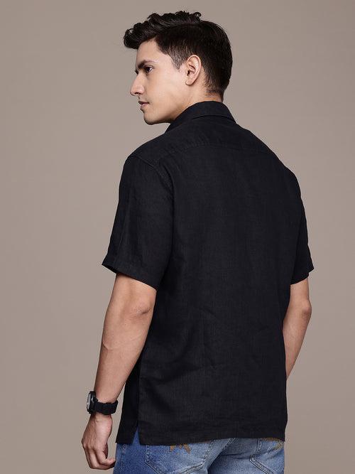 Black Solid Linen Shirt