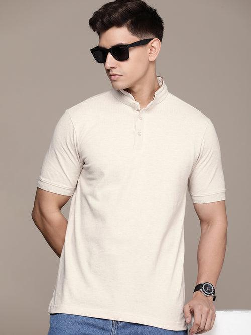 Beige Polo Collar T-shirt