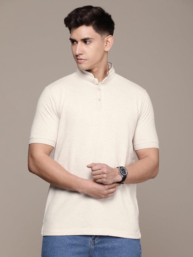 Beige Polo Collar T-shirt