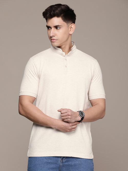 Beige Polo Collar T-shirt