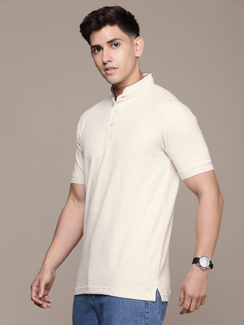 Beige Polo Collar T-shirt