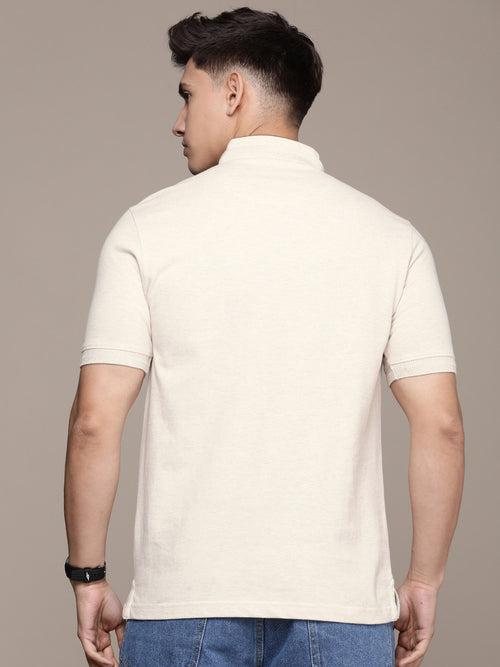 Beige Polo Collar T-shirt