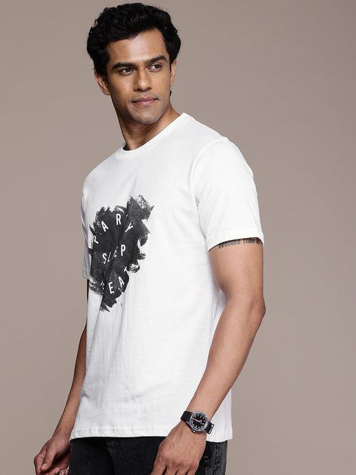 White Typography Printed T-shirt