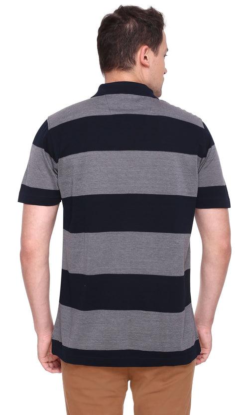 Navy & Grey Rugby Stripe T Shirt