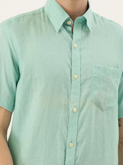 Lucite Solid Half Sleeves Linen Shirt