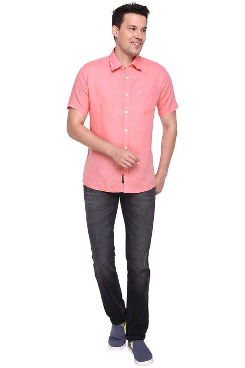 Freeze Pink Half Sleeve Linen Shirt