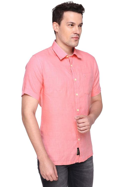 Freeze Pink Half Sleeve Linen Shirt