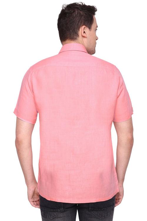 Freeze Pink Half Sleeve Linen Shirt