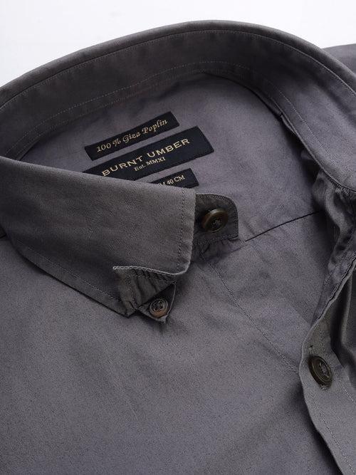 Grey Solid Half Sleeve Shirt