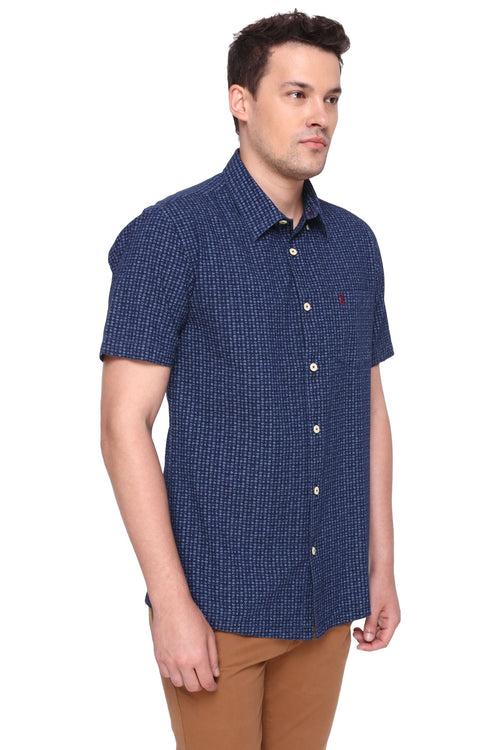 Abstract Indigo Printed Half Sleeve Shirt