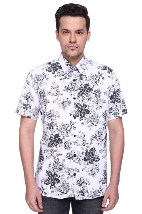 White Flower AmTen Half Sleeve Shirt