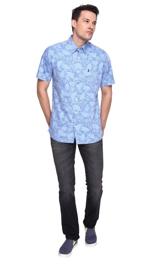 Blue Flower AmTen Half Sleeve Shirt