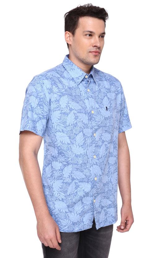 Blue Flower AmTen Half Sleeve Shirt