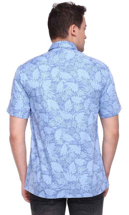Blue Flower AmTen Half Sleeve Shirt