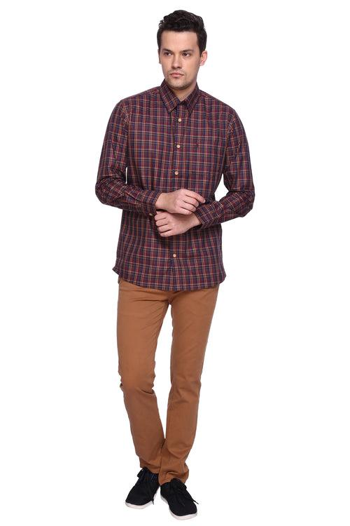 Maroon Checks Full Sleeve Shirt