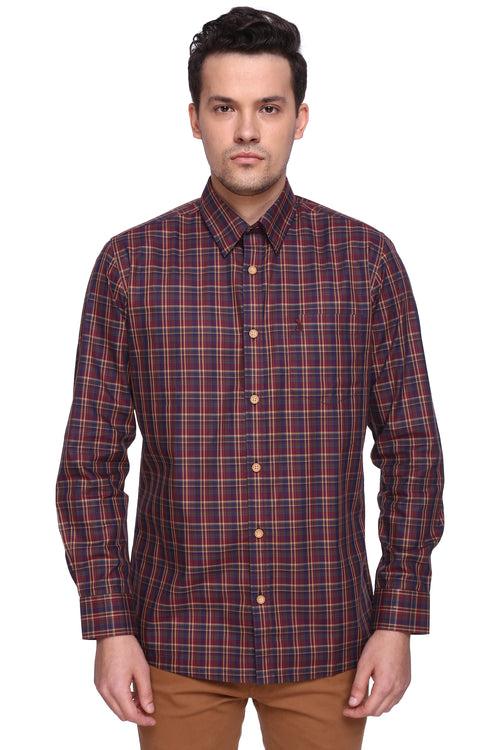 Maroon Checks Full Sleeve Shirt