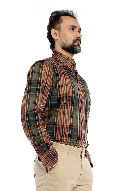 Green Checked Full Sleeve Shirt