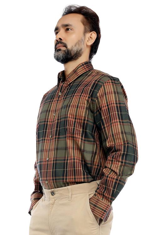 Green Checked Full Sleeve Shirt